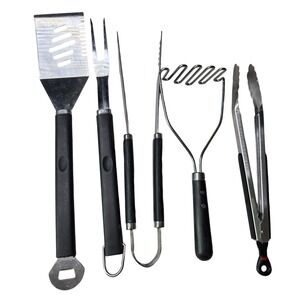 Mixed Kitchen Utensil Set IKEA Potato Masher‎ OXO Tongs BBQ Spatula Fork 5pc P4